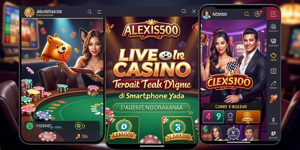 Screenshot gameplay ALEXIS500 menampilkan dealer langsung yang sedang beraksi.