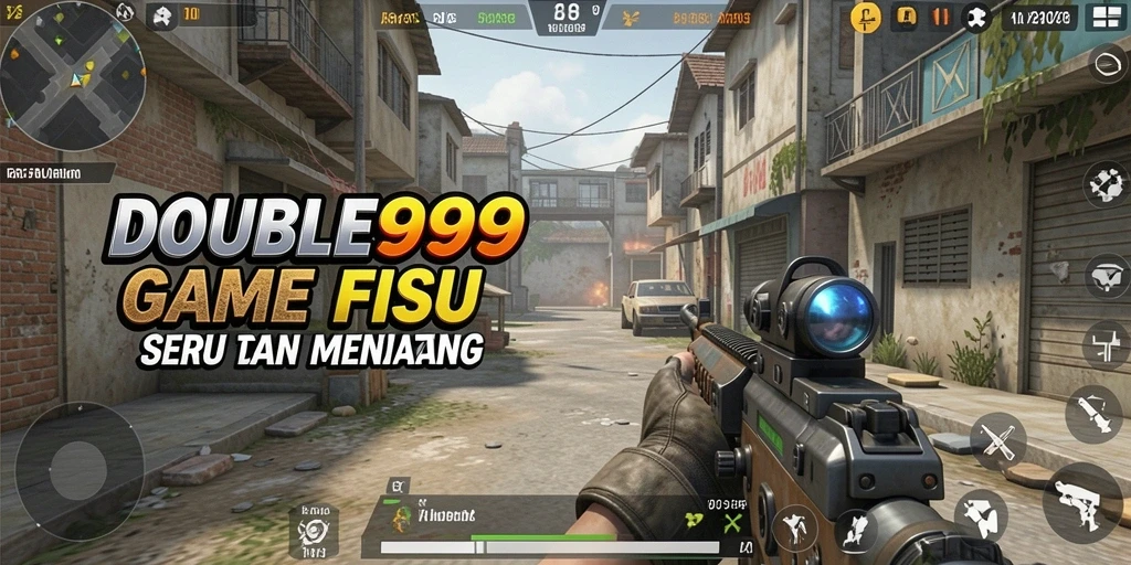Screenshot utama yang menunjukkan aksi pertempuran di DOUBLE999.