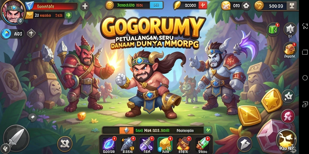 Tampilan gameplay seru dalam GOGORUMMY yang penuh aksi.
