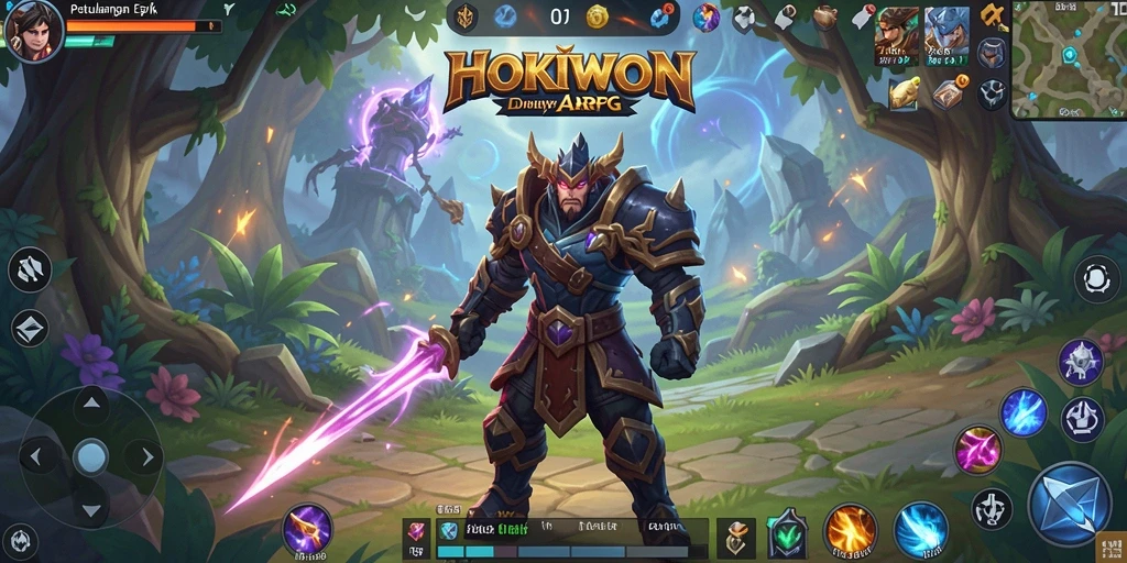Tampilan dinamis dalam gameplay HOKIWON ARPG.