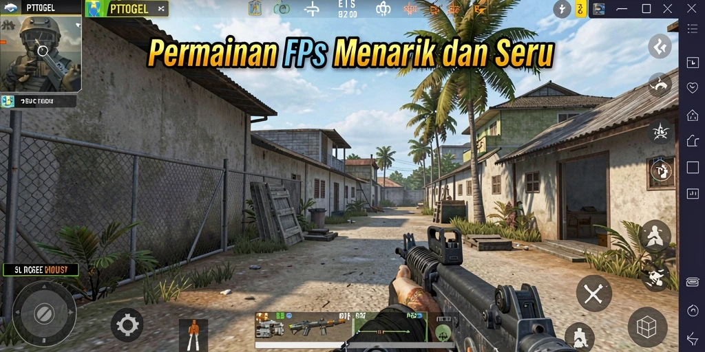 Screenshot utama PTTOGEL menampilkan aksi gameplay FPS yang mendebarkan.
