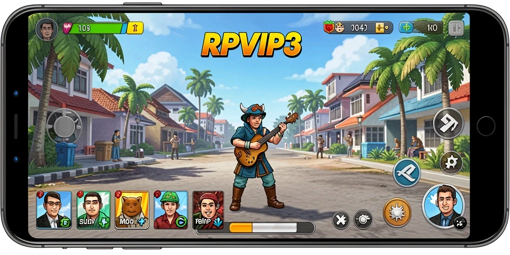 Menampilkan gameplay menyenangkan dari RPVIP3 dengan grafis cerah.
